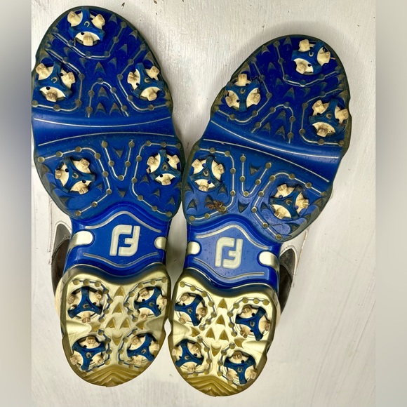 FootJoy Sport Golf Shoes Men’s 9.5M – White/Blue – Spiked Cleats – Read - Picture 9 of 11